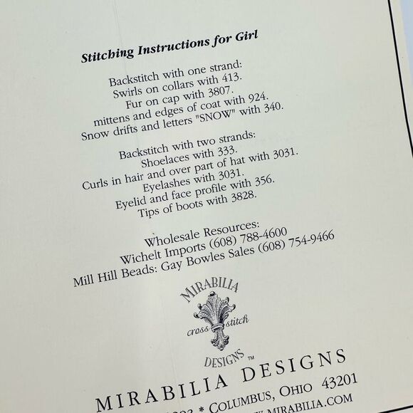 Mirabilia SNOW ANGEL Cross Stitch Pattern Chart "Giggles in the Snow" BOY GIRL - Picture 6 of 8